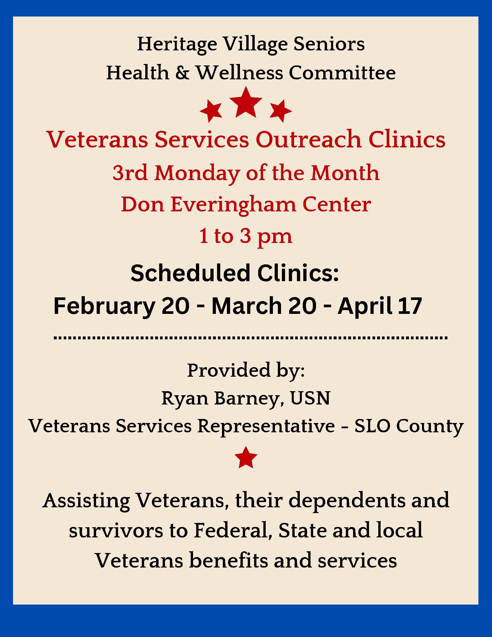 Veterans Services Outreach Clinics