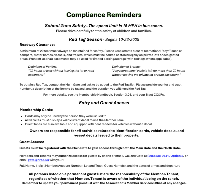 Compliance Reminders